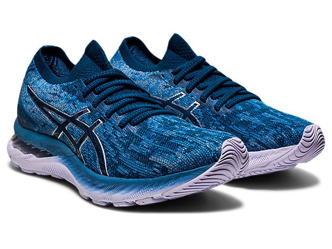 Grey / Blue Asics GEL-NIMBUS 23 KNIT Women's Running Shoes | IYBX6937