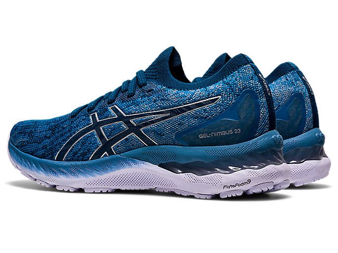 Grey / Blue Asics GEL-NIMBUS 23 KNIT Women's Running Shoes | IYBX6937