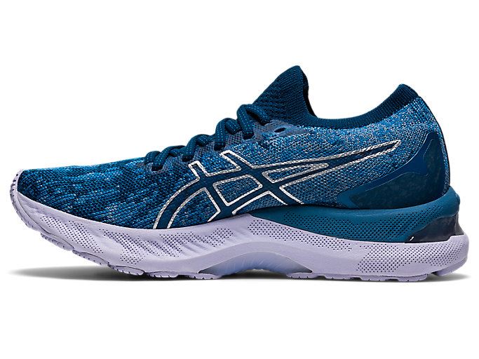 Grey / Blue Asics GEL-NIMBUS 23 KNIT Women's Running Shoes | IYBX6937