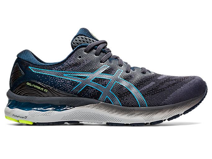 Grey / Light Turquoise Asics GEL-NIMBUS 23 (4E) Men\'s Running Shoes | BZXN9968