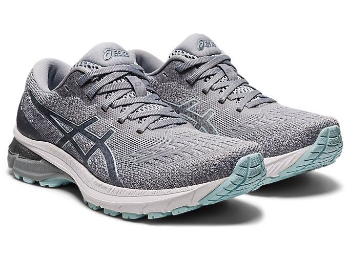 Grey / Light Turquoise Asics GT-2000 9 KNIT Women's Running Shoes | ZVPN9840