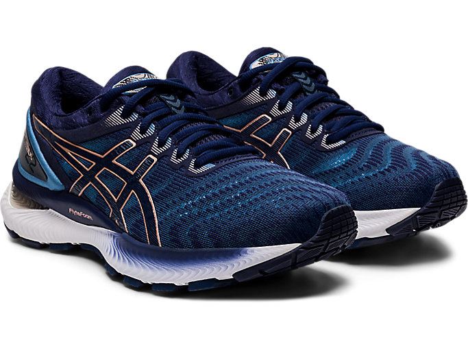 Grey / Navy Asics GEL-Nimbus 22 (D) Women's Running Shoes | TZSJ2438