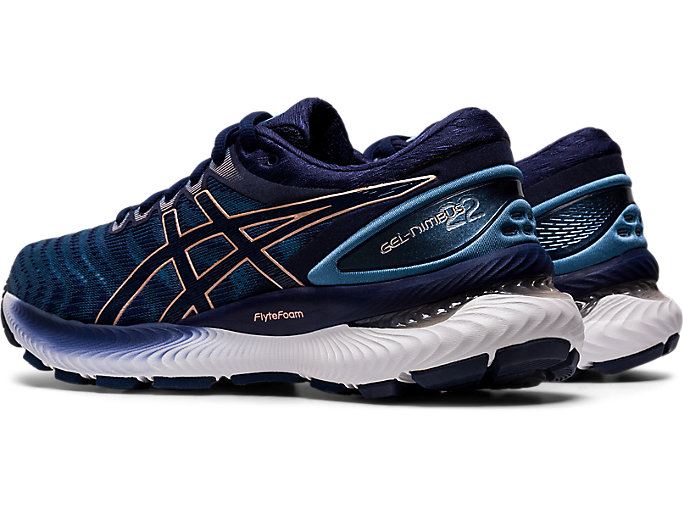 Grey / Navy Asics GEL-Nimbus 22 (D) Women's Running Shoes | TZSJ2438