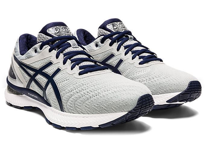 Grey / Navy Asics GEL-Nimbus 22 Men's Running Shoes | YUQM1002