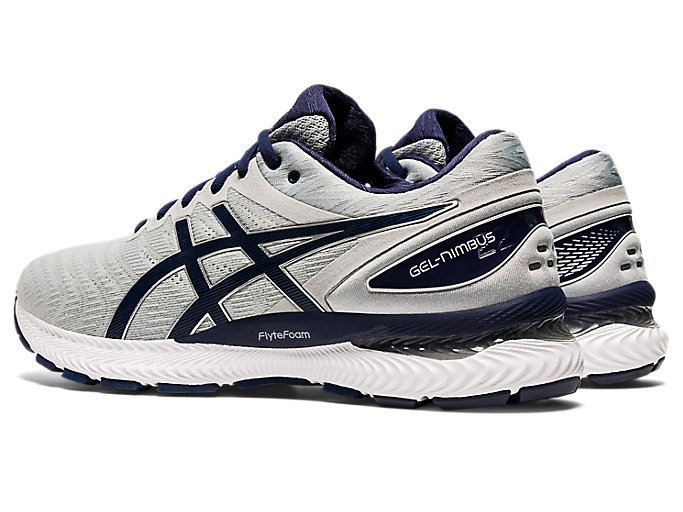 Grey / Navy Asics GEL-Nimbus 22 Men's Running Shoes | YUQM1002