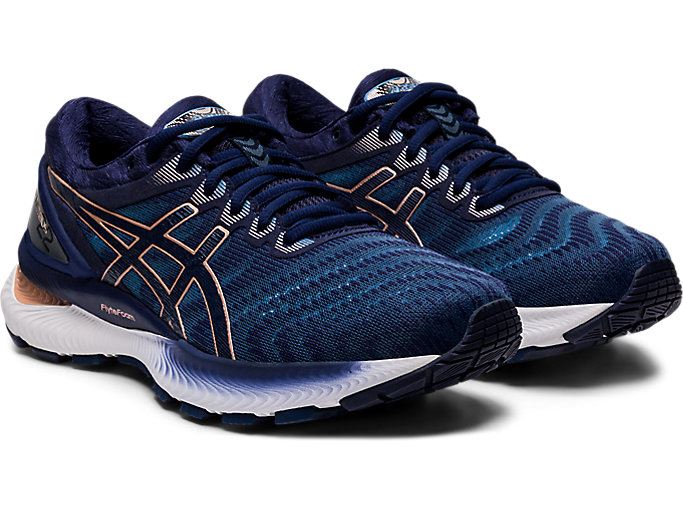 Grey / Navy Asics GEL-Nimbus 22 Women's Running Shoes | KOUY0723