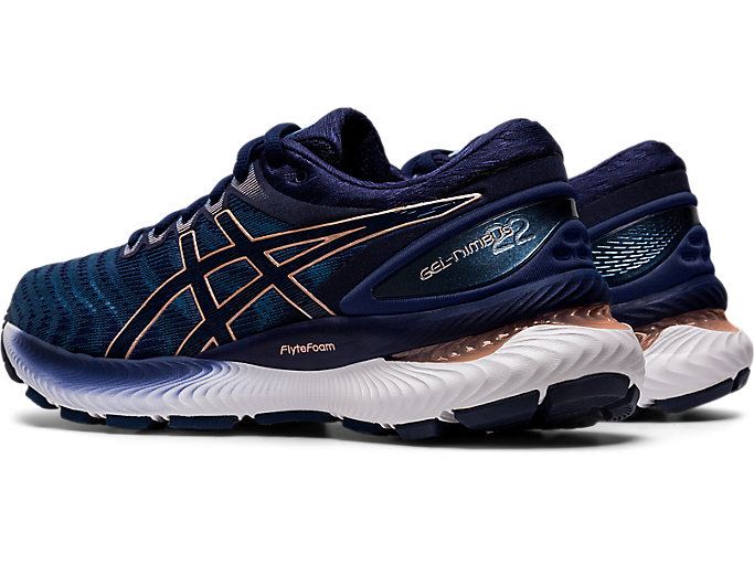 Grey / Navy Asics GEL-Nimbus 22 Women's Running Shoes | KOUY0723