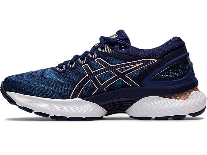 Grey / Navy Asics GEL-Nimbus 22 Women's Running Shoes | KOUY0723