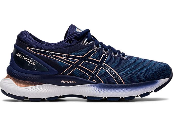 Grey / Navy Asics GEL-Nimbus 22 Women\'s Running Shoes | KOUY0723