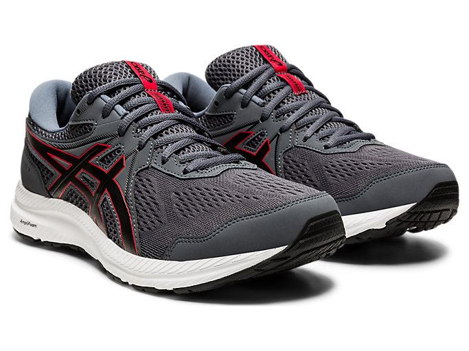 Grey / Red Asics GEL-CONTEND 7 (4E) Men's Running Shoes | KOPD6998