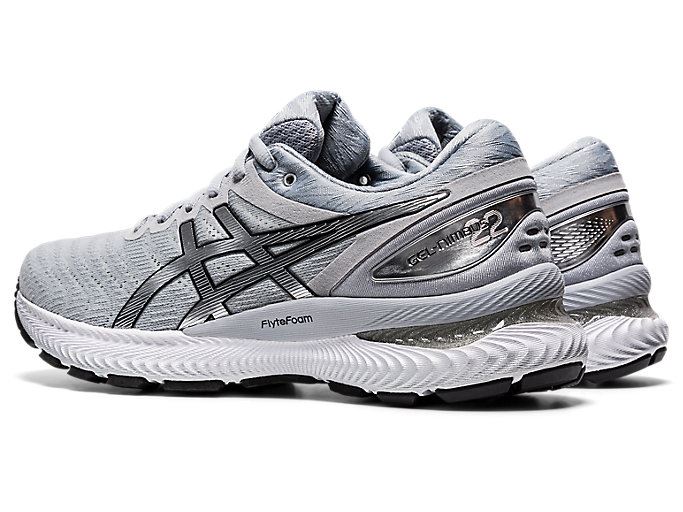 Grey / Silver Asics GEL-Nimbus 22 Platinum Women's Running Shoes | OWAP6005