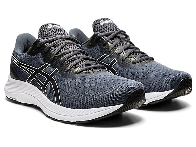 Grey / White Asics GEL-EXCITE 8 (4E) Men's Running Shoes | AUXR6718