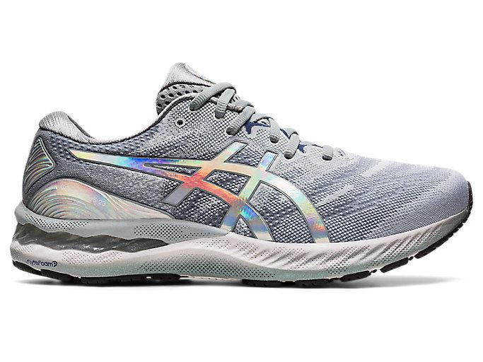 Grey / White Asics GEL-NIMBUS 23 PLATINUM Men\'s Running Shoes | TDTA6904