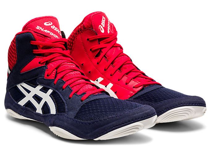 Navy / Red Asics SNAPDOWN 3 Men's Wrestling Shoes | QRKZ7842