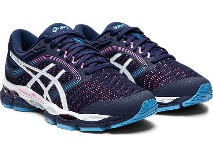 Navy / White Asics GEL-ZIRUSS 3 Women's Running Shoes | QGKY1460