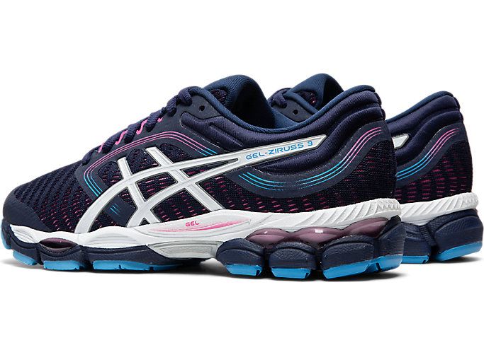 Navy / White Asics GEL-ZIRUSS 3 Women's Running Shoes | QGKY1460