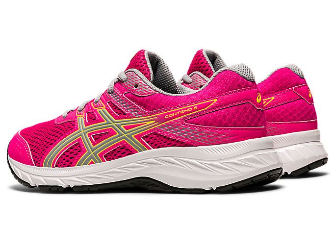 Pink / Grey Asics Contend 6 GS Kids' Sneakers | YNZW5162