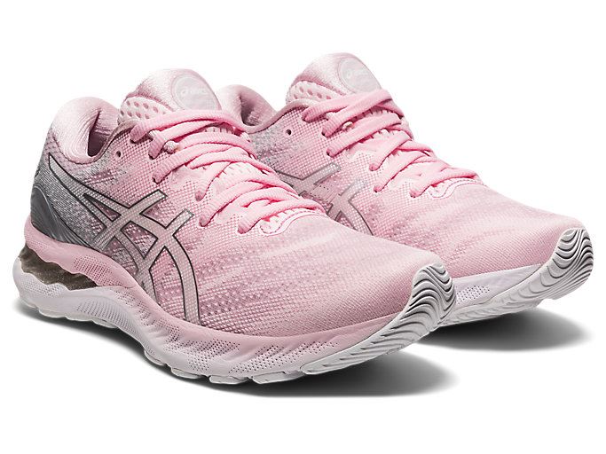 Pink / Silver Asics GEL-NIMBUS 23 Women's Running Shoes | ZSJI3884