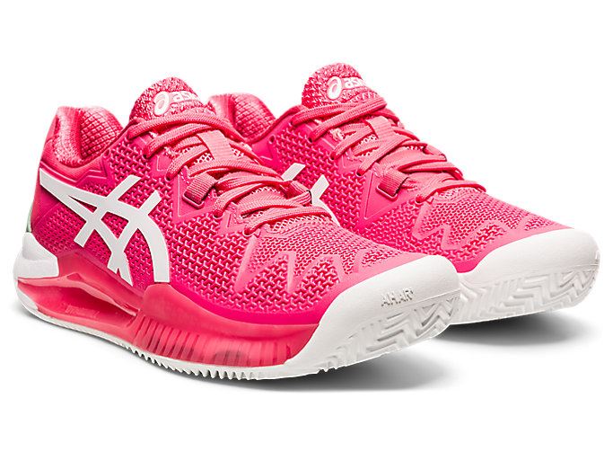 Pink / White Asics GEL-Resolution 8 Clay Women's Tennis Shoes | VVHJ0518