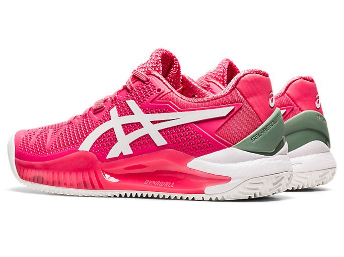 Pink / White Asics GEL-Resolution 8 Clay Women's Tennis Shoes | VVHJ0518