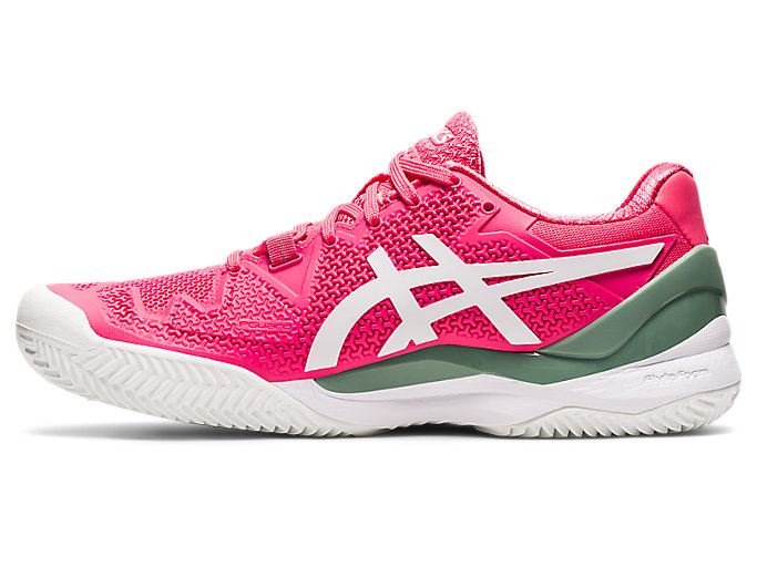 Pink / White Asics GEL-Resolution 8 Clay Women's Tennis Shoes | VVHJ0518