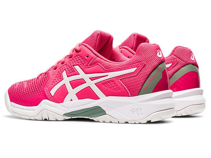 Pink / White Asics GEL-Resolution 8 GS Kids' Sneakers | YDHX6725