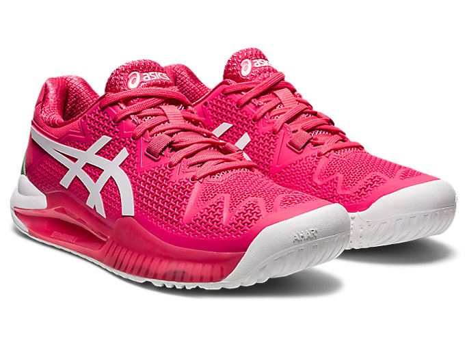 Pink / White Asics GEL-Resolution 8 Women's Tennis Shoes | JSFI4458