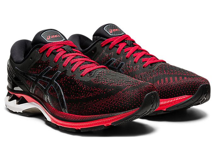 Red / Black Asics GEL-KAYANO 27 Men's Running Shoes | NQBF6065