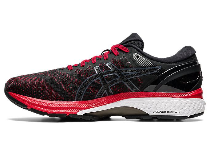 Red / Black Asics GEL-KAYANO 27 Men's Running Shoes | NQBF6065