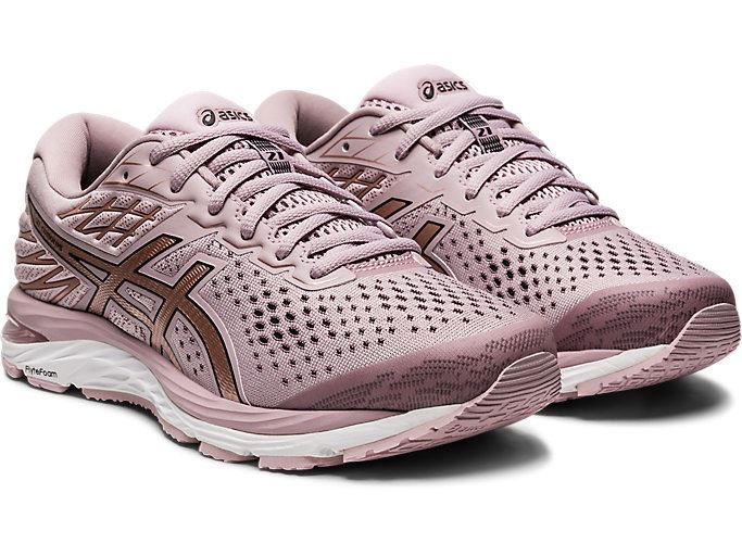 Rose / Rose Gold Asics GEL-CUMULUS 21 Women's Running Shoes | BHBM3277