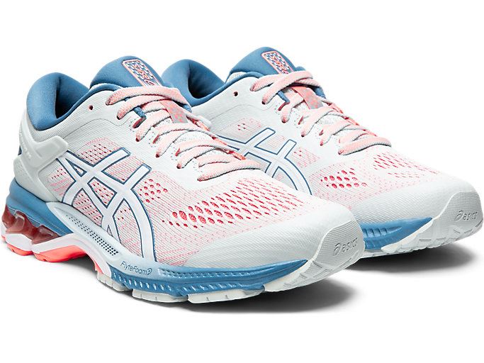 White Asics GEL-KAYANO 26 (D) Women's Running Shoes | WTUK9004