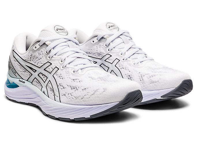 White / Black Asics GEL-CUMULUS 23 Women's Running Shoes | YZUW0265