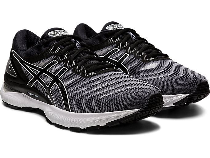 White / Black Asics GEL-Nimbus 22 Men's Running Shoes | HMVV9286