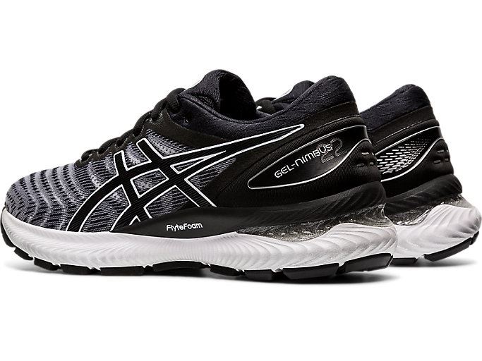 White / Black Asics GEL-Nimbus 22 Women's Running Shoes | WZDF8923