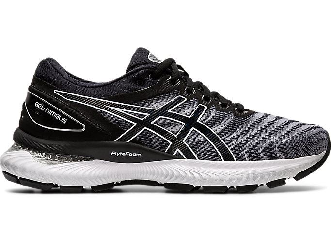 White / Black Asics GEL-Nimbus 22 Women\'s Running Shoes | WZDF8923