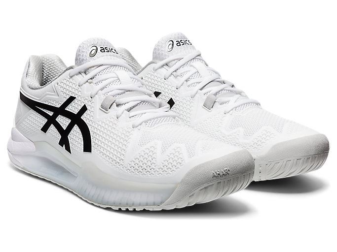 White / Black Asics GEL-Resolution 8 Men's Tennis Shoes | GLOP1869