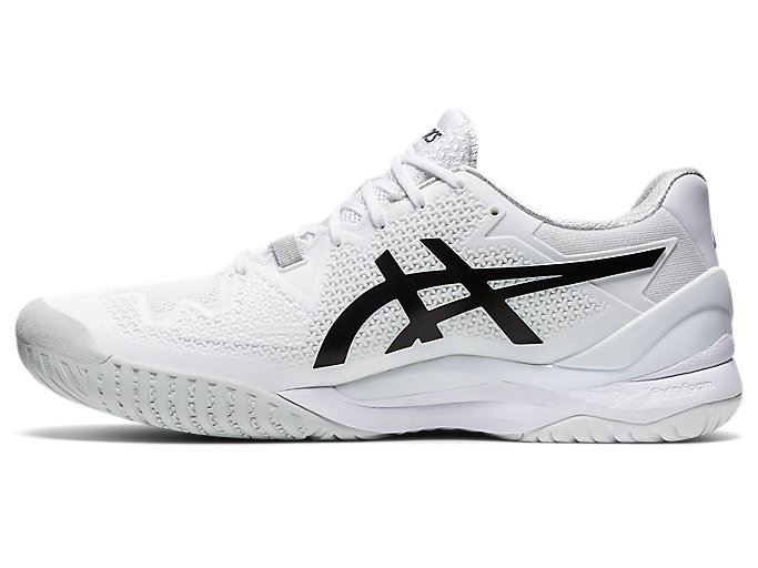 White / Black Asics GEL-Resolution 8 Men's Tennis Shoes | GLOP1869