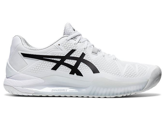 White / Black Asics GEL-Resolution 8 Men's Tennis Shoes | GLOP1869