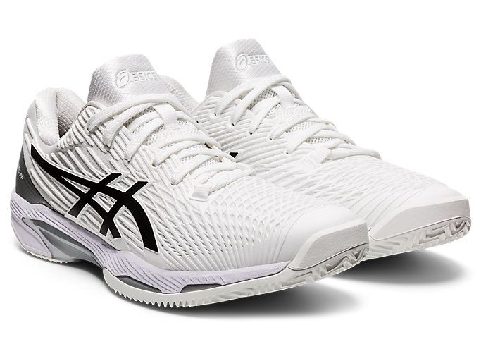 White / Black Asics SOLUTION SPEED FF 2 CLAY Men's Tennis Shoes | BQBZ2086