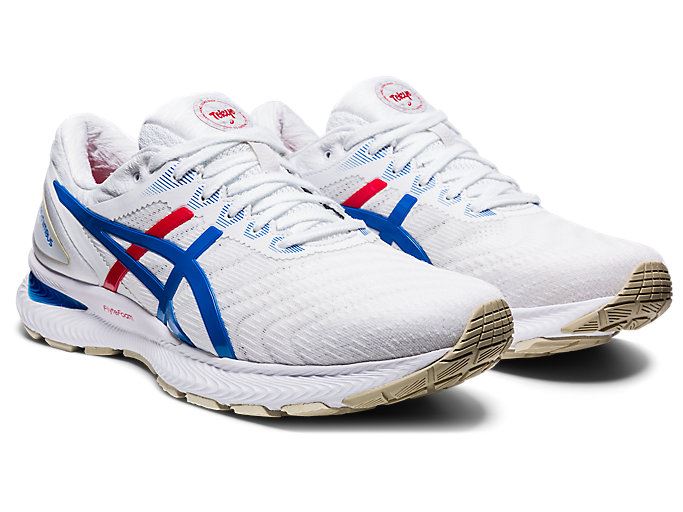 White / Blue Asics GEL-Nimbus 22 Retro Tokyo Men's Running Shoes | TLPB0002