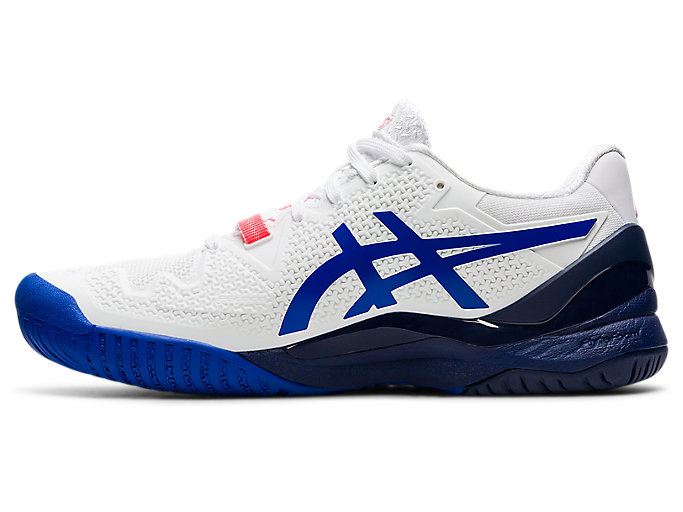 White / Blue Asics GEL-RESOLUTION 8 (D) Women's Tennis Shoes | DFMM1440