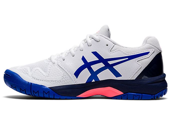 White / Blue Asics GEL-Resolution 8 GS Kids' Sneakers | YHIZ0611