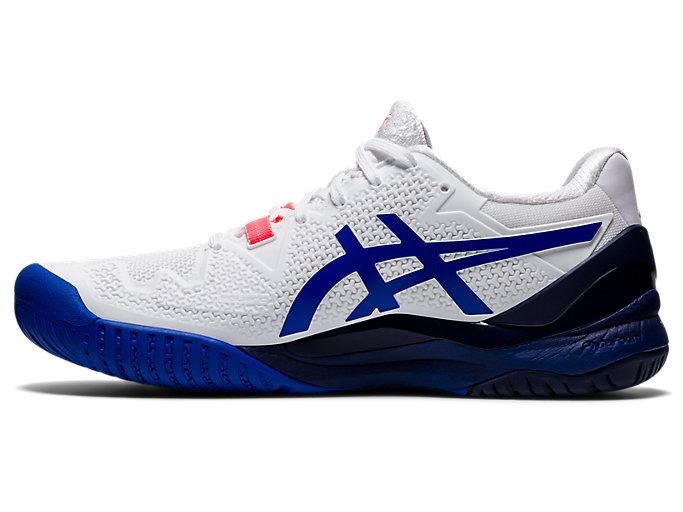 White / Blue Asics GEL-Resolution 8 Women's Tennis Shoes | MGHJ2051