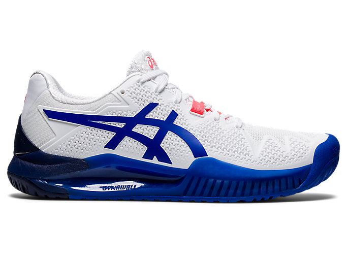 White / Blue Asics GEL-Resolution 8 Women's Tennis Shoes | MGHJ2051