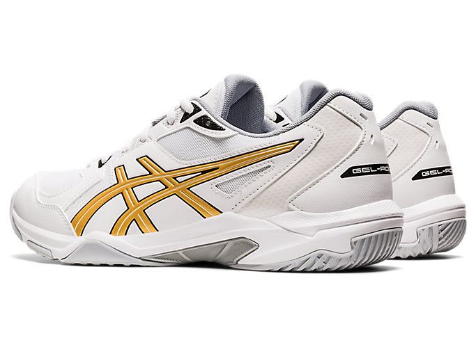 White / Gold Asics GEL-ROCKET 10 Men's Volleyball Shoes | NETB1941