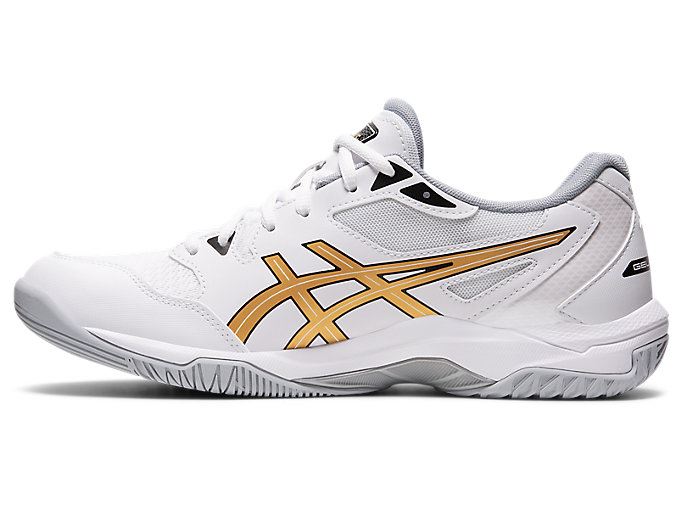 White / Gold Asics GEL-ROCKET 10 Men's Volleyball Shoes | NETB1941