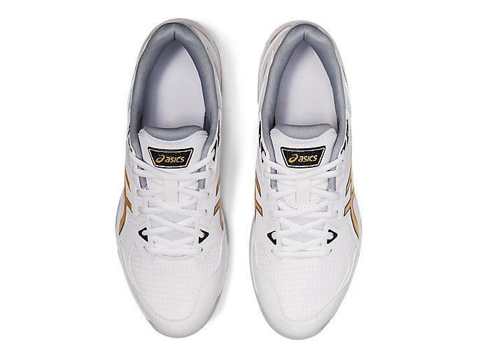 White / Gold Asics GEL-ROCKET 10 Men's Volleyball Shoes | NETB1941