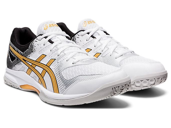 White / Gold Asics GEL-ROCKET 9 Men's Volleyball Shoes | EJMH4526