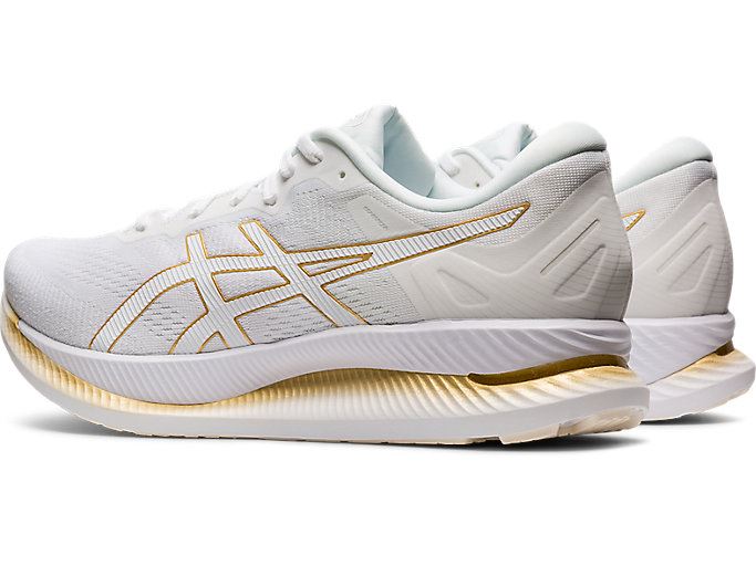 White / Gold Asics GLIDERIDE Men's Running Shoes | DYUD1016