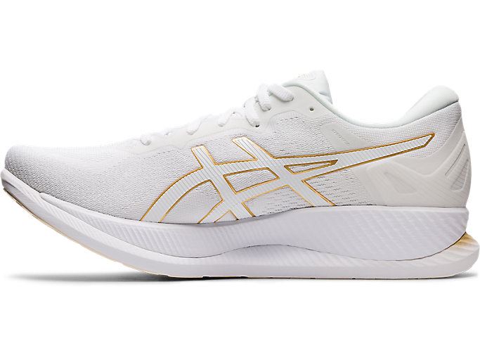 White / Gold Asics GLIDERIDE Women's Running Shoes | SZVY7566